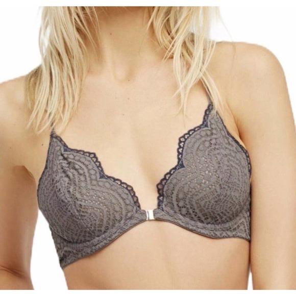Free People Women's 34B Slow Dance Underwire Bra Gray Grey Lace - Picture 1 of 11